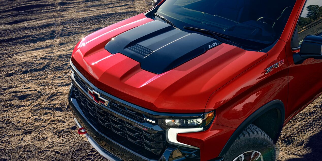 Vista superior del frente de la Chevrolet Silverado ZR2.