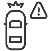 ícono de alerta de colisión.